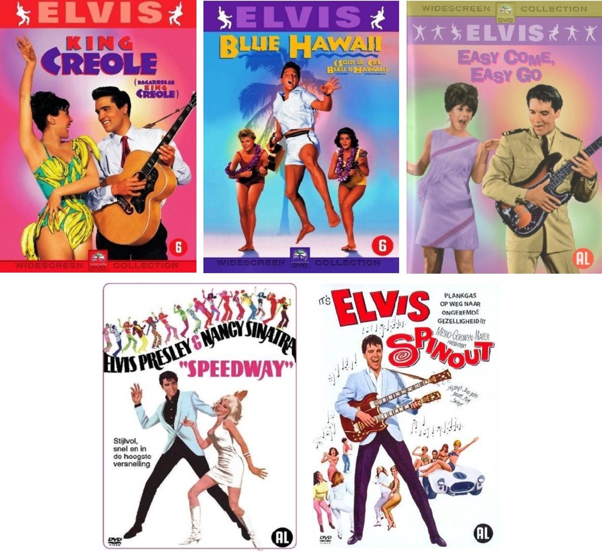Elvis Presley 5 film set Spinout, Speedway, Easy come easy go, Blu Hawaii, King Creole