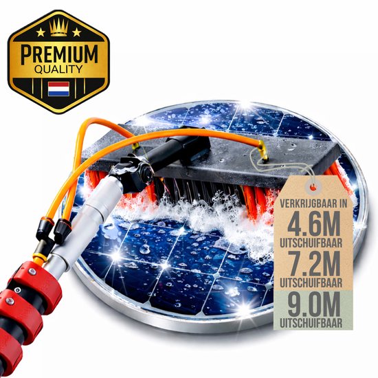 Aqualitá® Telescopische Wasborstel 9M - Telescoopsteel Ramenwassen - Telescopische Wasborstel - Ramenwasser Telescopisch - Glazenwasserset - Zonnepanelen Reiniger - Autowasborstel - Zeepdispenser