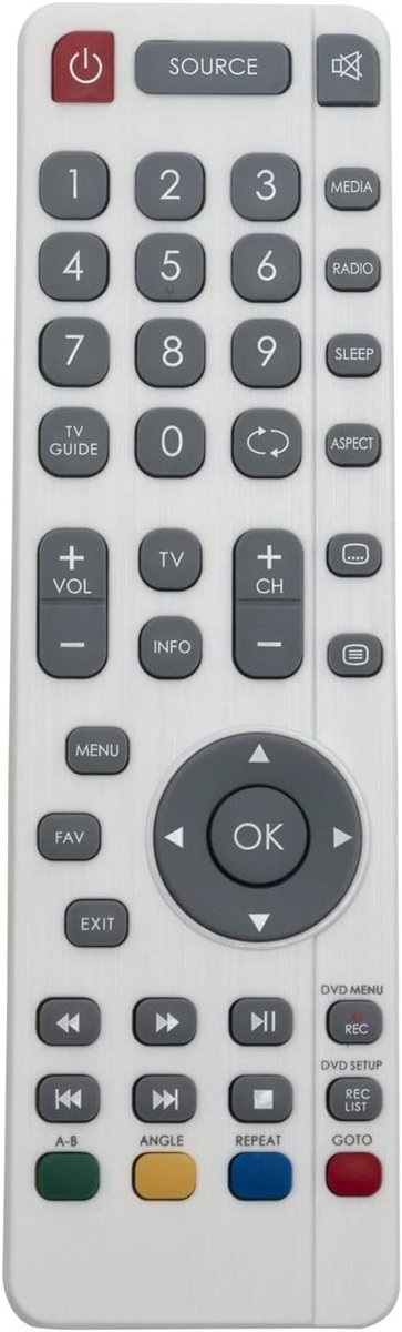 Vervang Afstandsbediening - Universele Controller - TV Bediening - Direct Gebruiksklaar - 17.5 x 5 x 1.5 cm - Wit