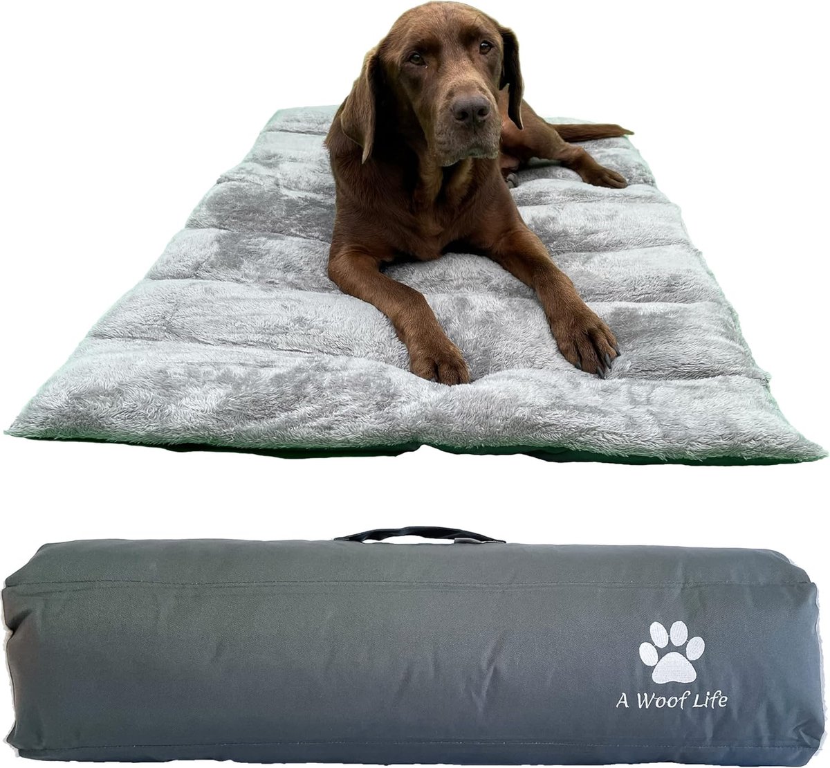 Reisbed Hond - Oprolbare Mat - Binnen en Buiten - Waterdichte Onderkant - 101 x 71 cm - Grijs