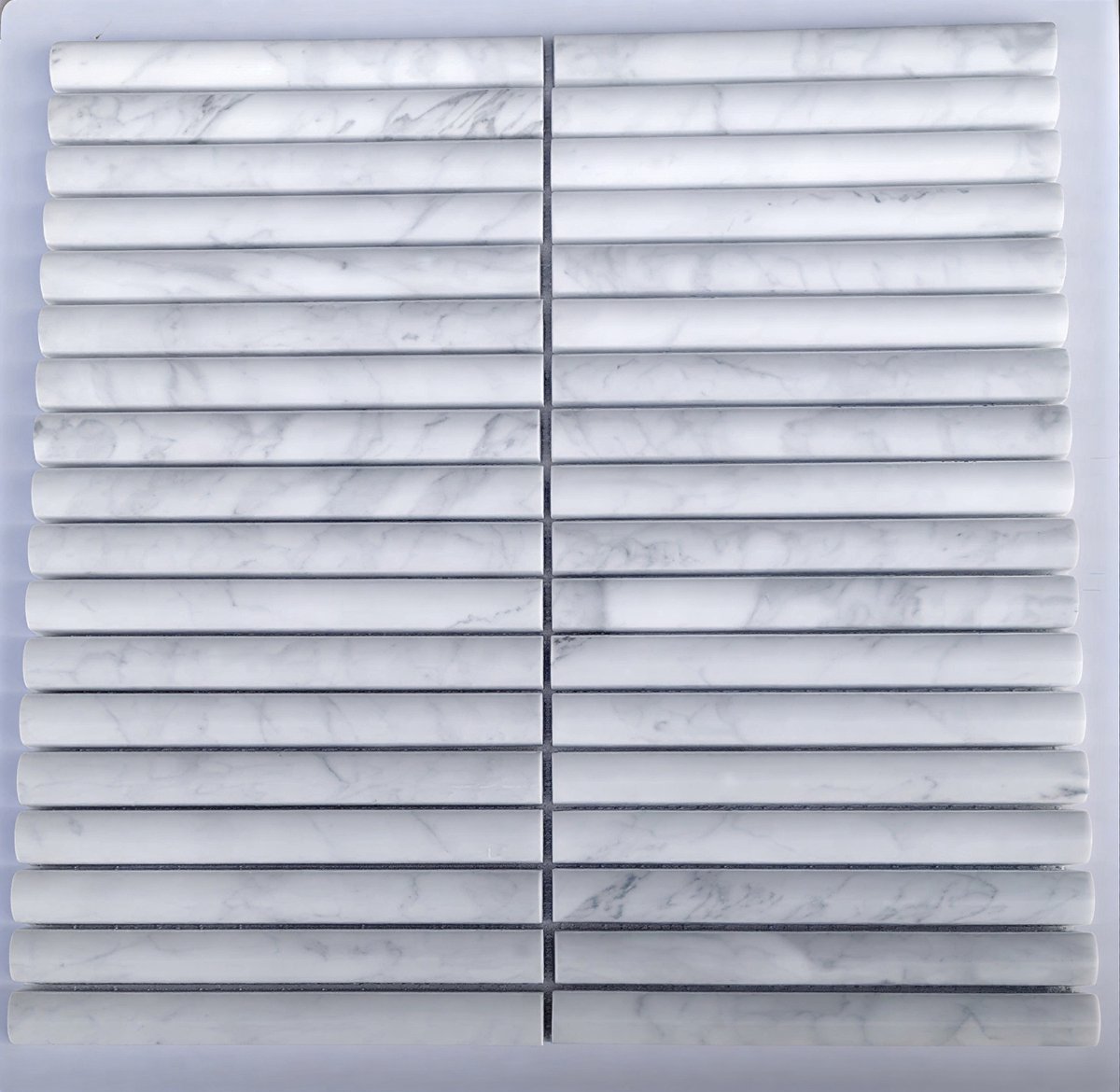KitKat Kreta Bull Nose Bianco Carrara Mozaïek - Per Matje 30x30 cm - Marmer - Gezoet - Voor Binnenmuur
