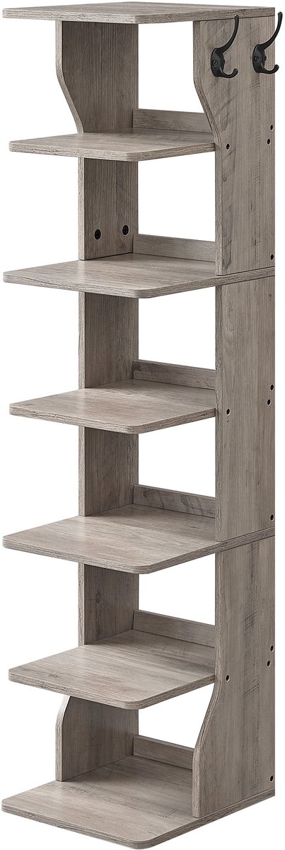 VASAGLE LBS200L01 - Smal Schoenenrek - 7 Lagen - Ruimtebesparend - Voor Hal en Hoek