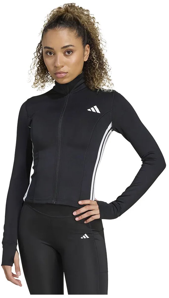 Adidas Workout Essentials Zip Through 3 Stripes Sweatshirt Met Rits Vrouw Zwart