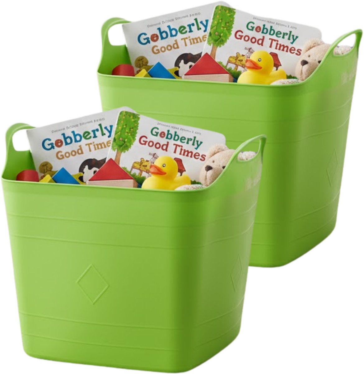 Storage solutions speelgoedmand - 2x - groen - 25 l - kunststof - 40 x 35 cm - opbergmand