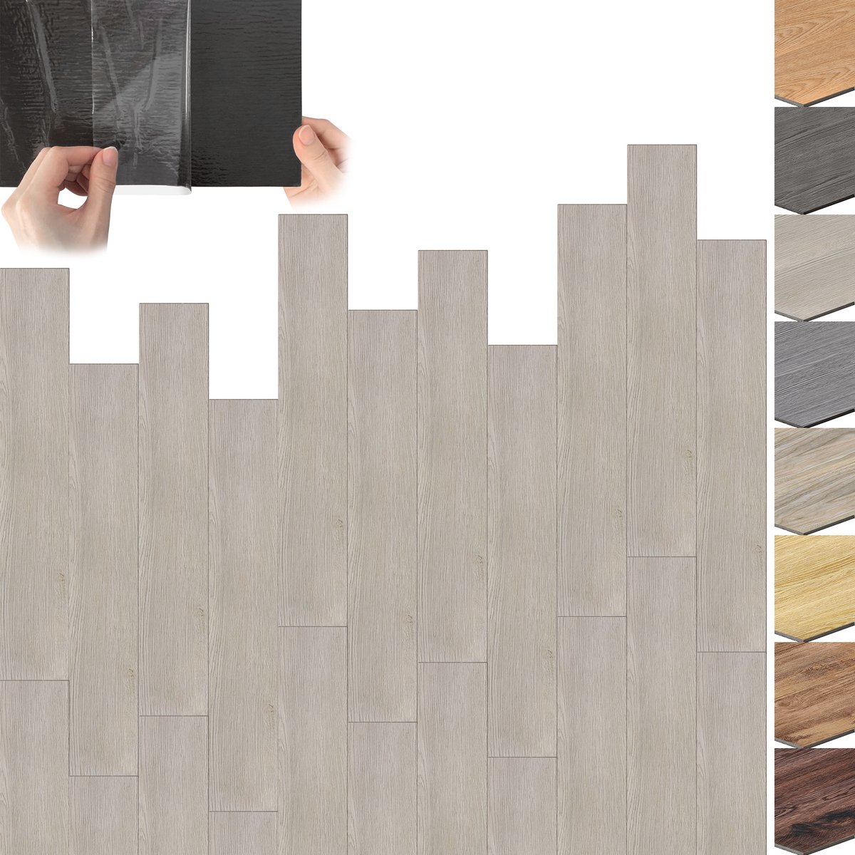 Froadp PVC-vloerbedekking 2,5 m² in rookgrijs Zelfklevende tegels Vinylvloer kliksysteem Vinyl vloerbedekking met houteffect voor vloerverwarming 18 tegels - 91,44 cm x 15,24 cm x 2 mm