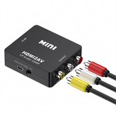Qost - Convertisseur tulp vers HDMI - Câble adaptateur audio vidéo AV / Composite RCA vers HDMI - Compatible avec Caméra / Xbox 360 / PS2, PS3 / WII / N64 / Gamecube / Snes / PSP (Black) - Zwart