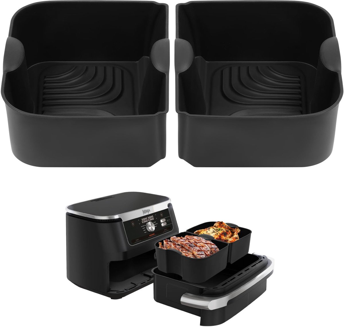Siliconen Airfryer Pan Liners - Geschikt voor Ninja AF500EU - Hoogwaardige Siliconen, 2 Stuks