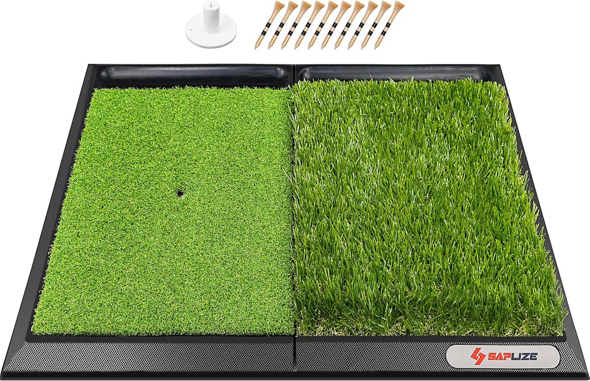 Golfslagmat - Golfoefenmat - Grote Opvouwbare Golfmat - 3-in-1 Grasmat - Fairway, Rough & Tight Lie - Golf Training - Chipping, Putting & Driving - Draagbaar - Indoor & Outdoor - Golftrainer - Kunstgras - Golf Accessoires - 3 Grassoorten