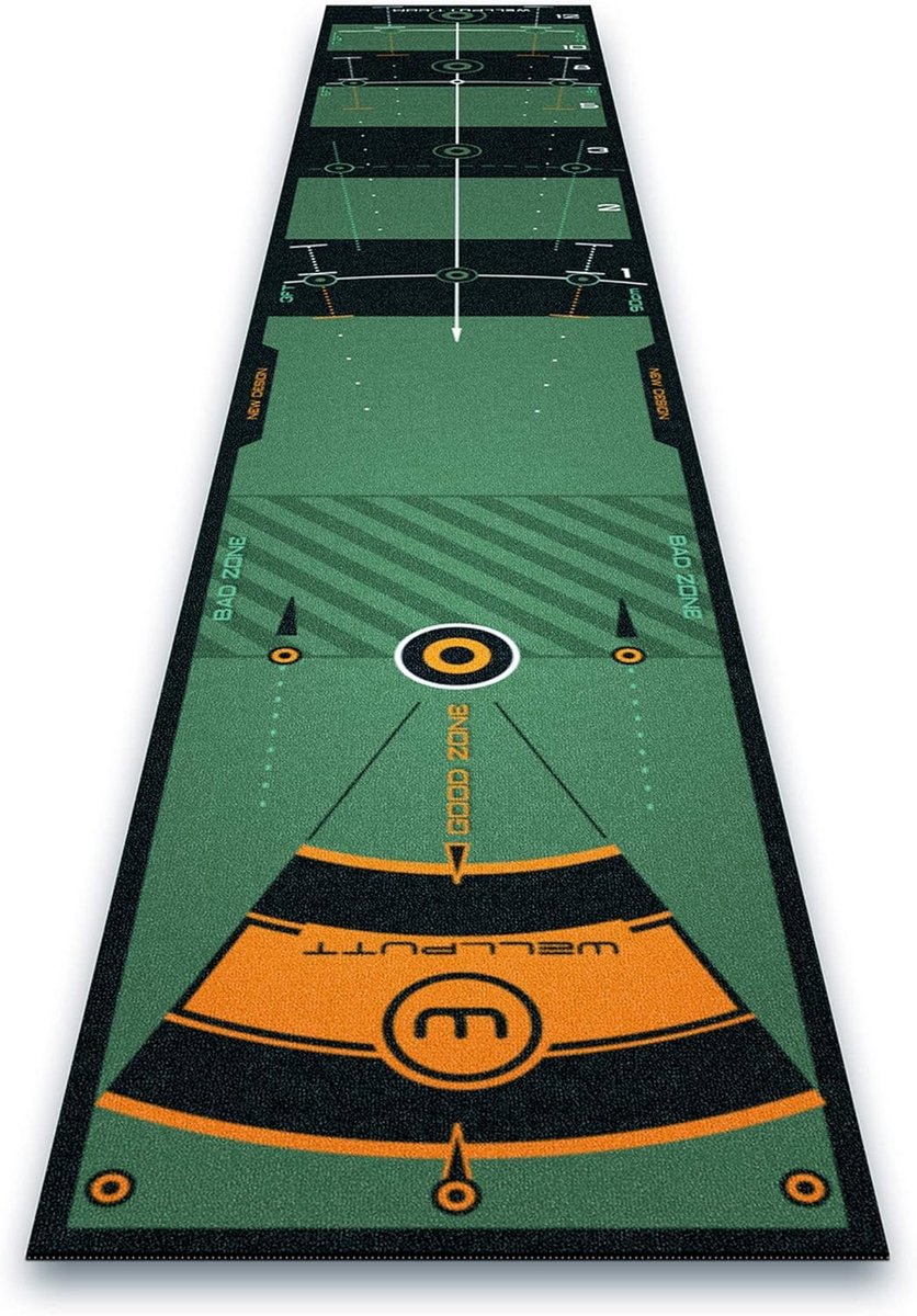 Puttingmat - Golf Puttingmat - 4 Meter - Luxe Golfoefenmat - Professionele Putting Green voor Binnen - 3 Meter Putting Area - Met Trainingsrichtlijnen - Visuele Hulplijnen - Indoor Golf Training - Snelheid & Controle - Groen - 4m