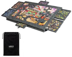 MIRO® Puzzelmap 1000 Stukjes - Puzzelbord Met Opbergsysteem - Puzzelmat - Portapuzzel - Puzzeltafel - Draagbaar - Opvouwbaar - 6 Lades - Grijs