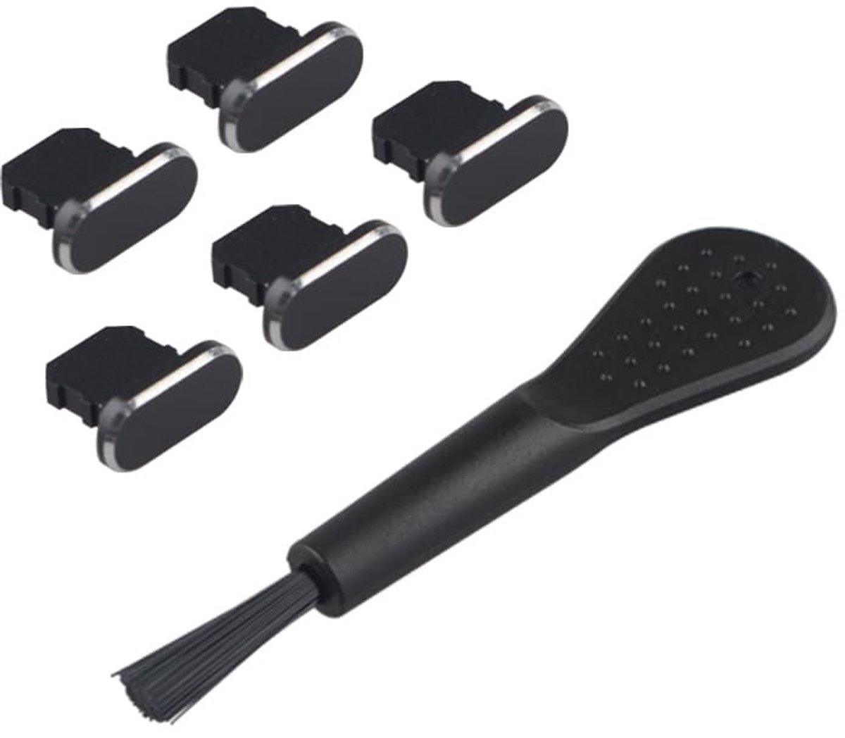 Allecto - Anti-Dust Plugs - Beschermcaps - Inclusief reinigingsborstel - Zwart - Compatibel met iPhone en iPad - Geschikt voor verschillende modell...