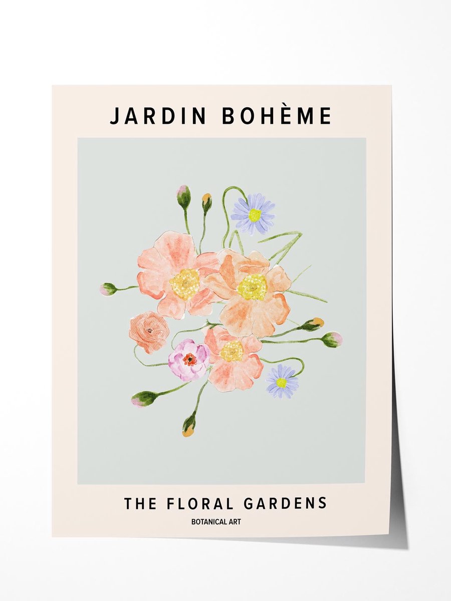 Jardin Bohème Bloemenposter - Poster 60x80 cm - Sfeervolle Wanddecoratie voor Woonkamer & Slaapkamer - Premium papier - zonder lijst
