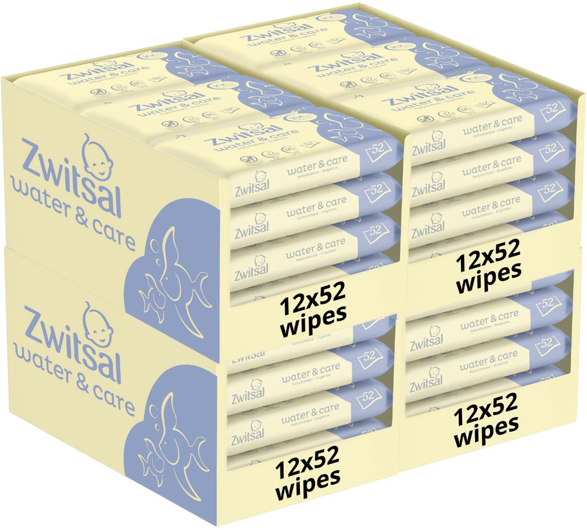 Bol.com Zwitsal - Billendoekjes- Water & Care met Zwitsalgeur - 2496 babydoekjes - 48 x 52 stuks aanbieding