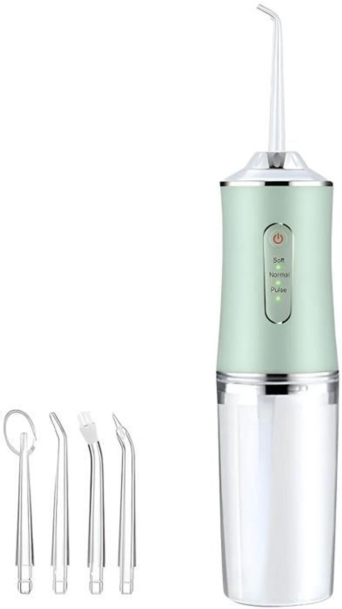 Waterflosser - Draagbare Tandenstoker - Monddouche 220 ml - Oplaadbaar via USB - 3 Standen - IPX7 Waterdicht - Groen