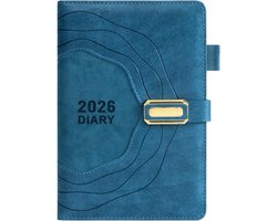 Planner met premium PU-lederen omslag - planner voor 2026 - Life Planner - Planner - Journal - Organizer - A5 dagplanner - Weekplanner - Doelenplanner - blauw