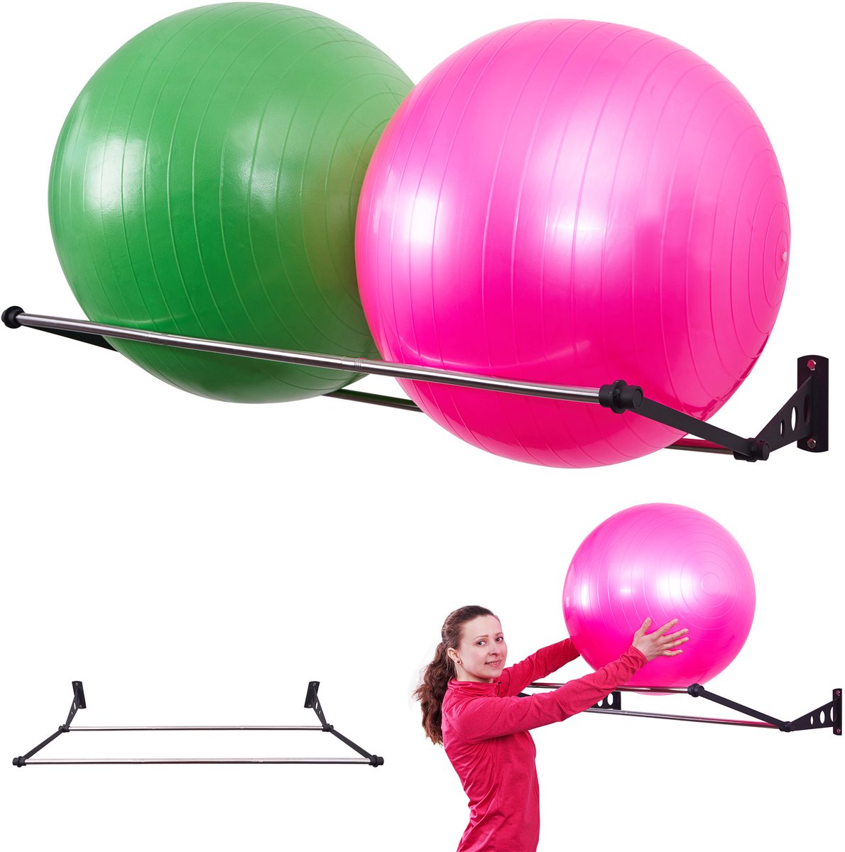 Exercise Ball Holder – Bal Houder Muur – Yoga Ball Houder – Ballenhouder – Balhouder – Balhouders – Balhouder Muur – Fitness Bal Rek – Wandhouder voor Gymballen