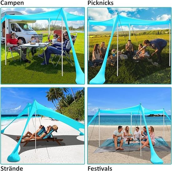 Grote Strandtent met Zonbescherming voor Camping en Outdoor Activiteiten van Eurotrail — afbeelding 5