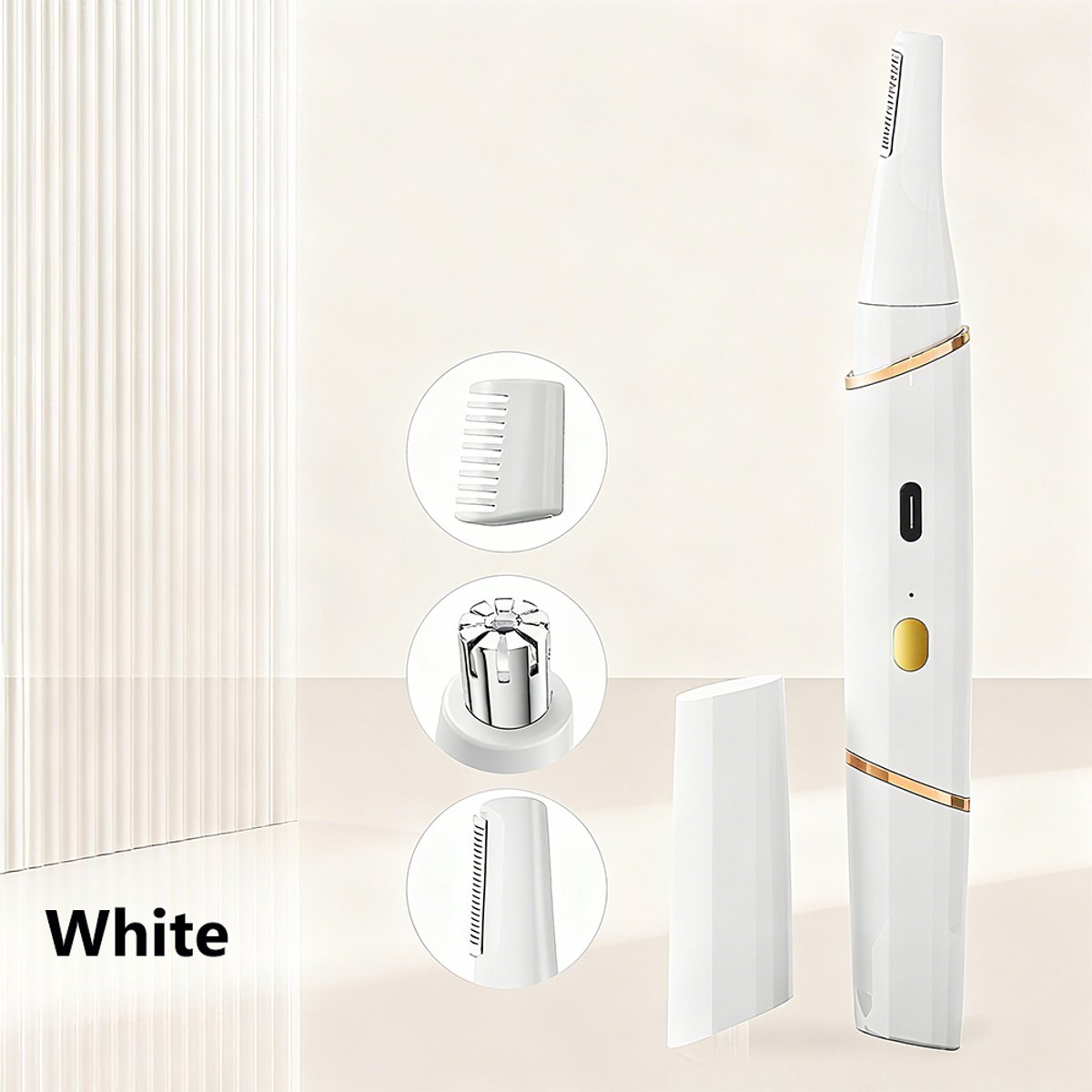 Belle's product-ontharingsapparaat-2-in-1 oplaadbare gezichtstrimmer voor vrouwen – Voor neus, oren & wenkbrauwen (wit)-Belle's product