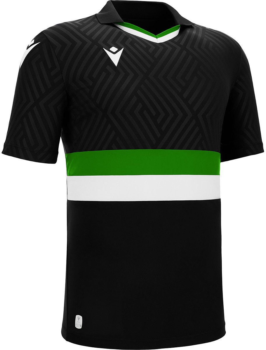 Macron Charon Eco Shirt Korte Mouw Kinderen - Zwart / Groen / Wit | Maat: 164