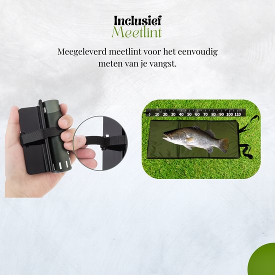AquaPad® - Onthaakmat - Unhooking Mat - Snoekbaars - Karpervissen - Inclusief Meetlint - Droog zitten tijdens het vissen - Donkergroen - 80x35cm - Ook te gebruiken als zitmat & legmat voor visspullen van Merkloos — afbeelding 2