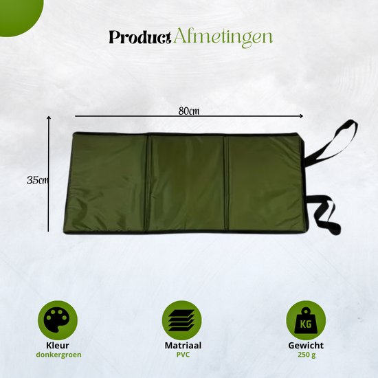 AquaPad® - Onthaakmat - Unhooking Mat - Snoekbaars - Karpervissen - Inclusief Meetlint - Droog zitten tijdens het vissen - Donkergroen - 80x35cm - Ook te gebruiken als zitmat & legmat voor visspullen van Merkloos — afbeelding 3