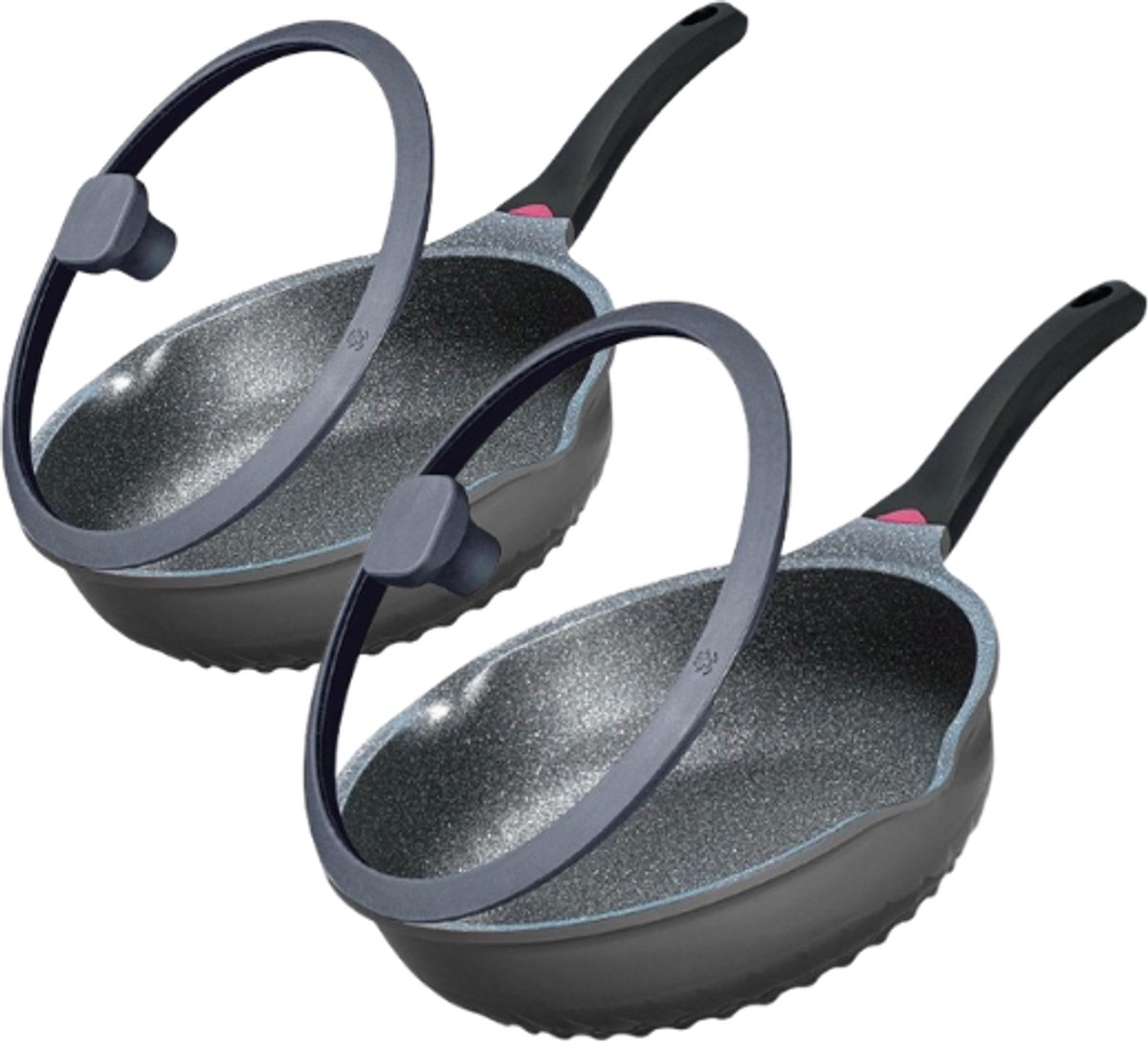 Hakal - Pannenset - Hapjespan Ø30cm & 3-in-1 - Wokpan Ø28cm met Deksel - Greblon Antiaanbaklaag - Inductie Geschikt - Grijs