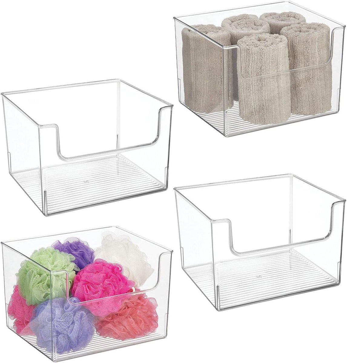 Badkamer Opbergdozen - Badkamer Organizer - Cosmetica Opbergen - Set van Vier - Transparant