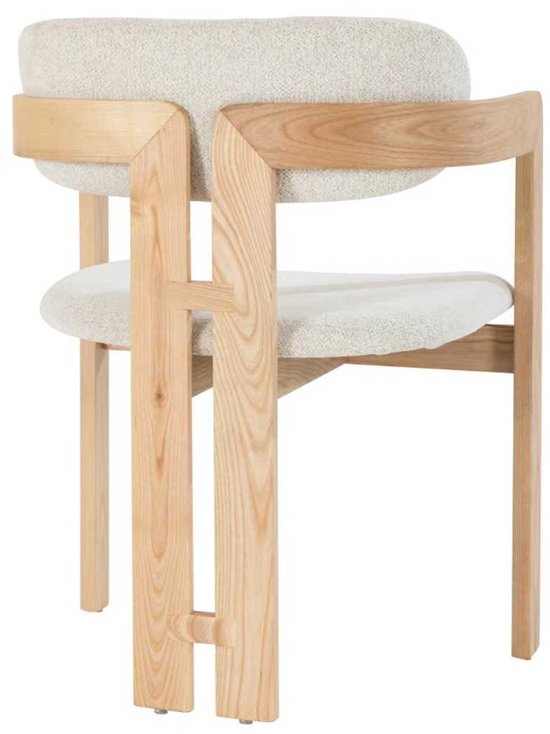 Japandi – Eetkamerstoel – Naturel hout – Set van 2 – Beige bekleding – Scandinavisch design