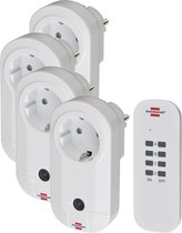 Brennenstuhl draadloze Schakelaarset RC CE1 4001, set van 4 draadloze Stopcontacten (voor binnen, met handzender en hogere contactbescherming) wit