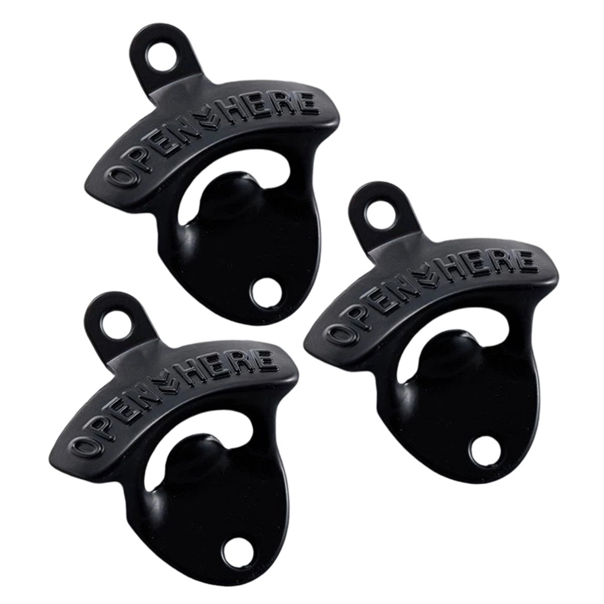 carmderin - Bieropener muur - Flesopener - Opener - Bier accessoires - Muurbevestiging - Metaal - Zwart -3 Stuk
