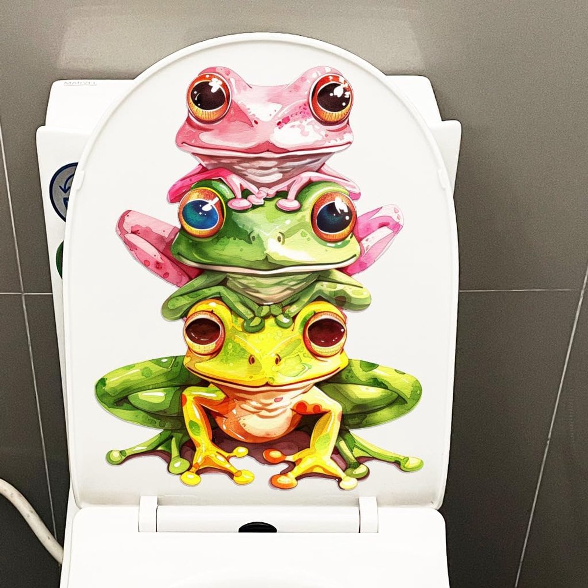 Toiletstickers Kikkers - Grappige Decoratie - Toilet Opvrolijken - Hoogwaardig Vinyl - 20x