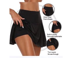 AMARANTA-Dames tennis skort – luchtige short-rok met casual pasvorm voor strand ,sport en vrije tijd-zwart maat XL