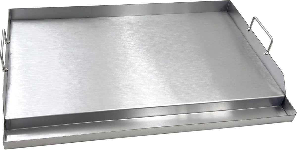 Grillplaat - Platte Bakplaat - Buiten Koken - Heavy Duty Roestvrij Staal - 63.5x40.6x7 cm - Zilver