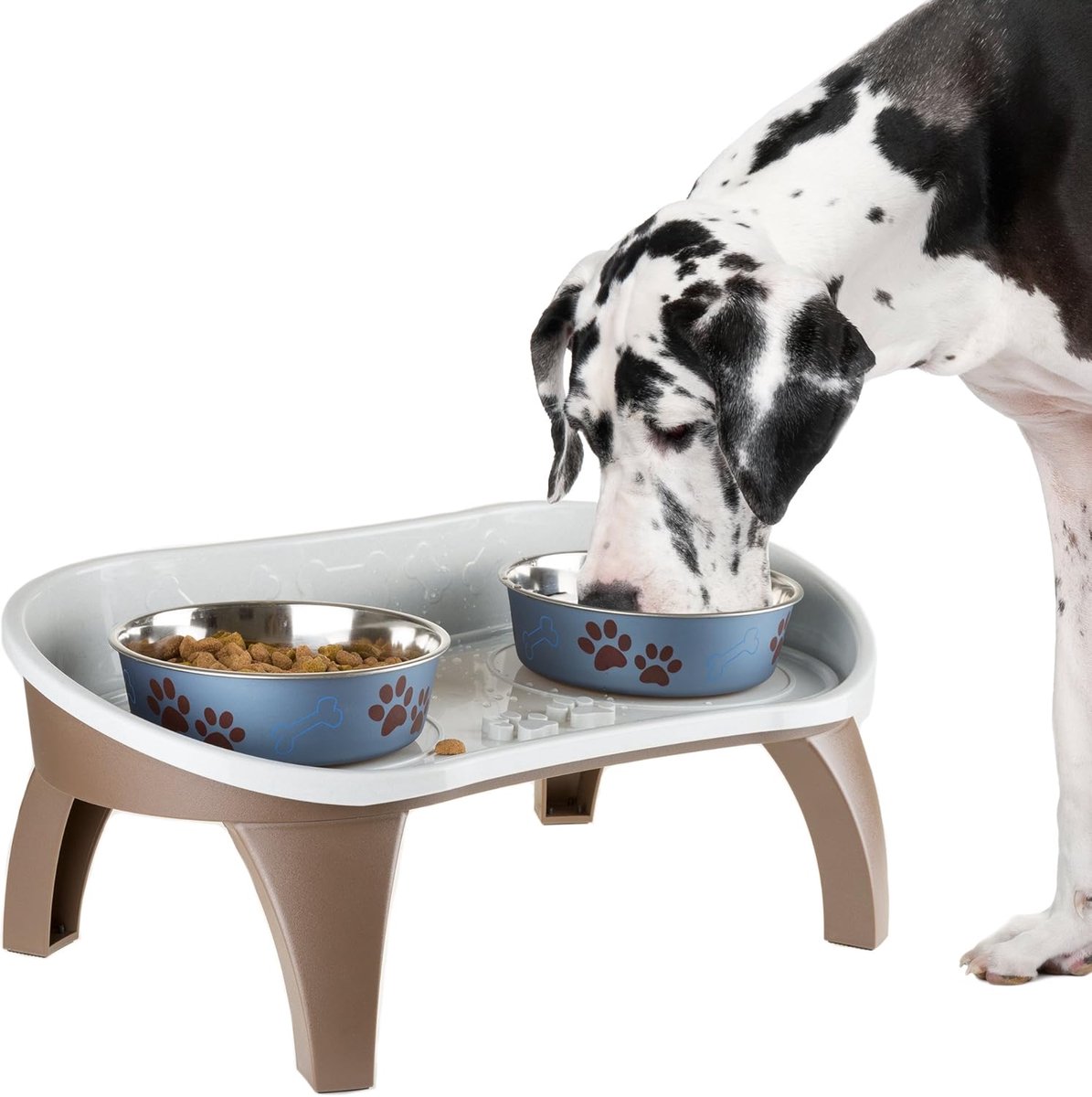 Verhoogde Voerbak - Honden Voerstation - Schoon Eten - Met Spatbord - 53 x 28 x 21 cm - Bruin