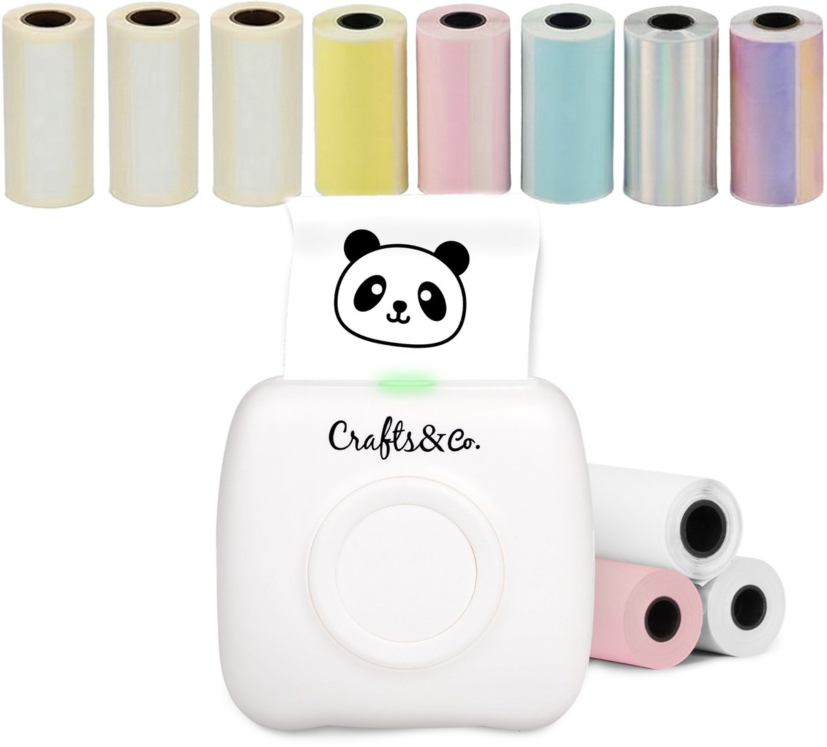 Crafts&Co Mini Pocket Printer - Combideal met 3x Labels en 5x Gekleurde Labels - Sticker Printer - Thermische Printer - Wit