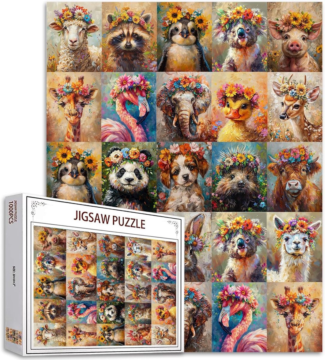 Dierenpuzzels Volwassenen - Legpuzzels Hobby - Ontspanning Thuis - Inclusief Poster - 1000 Stukjes 68x50cm - Kleurrijk Artwork
