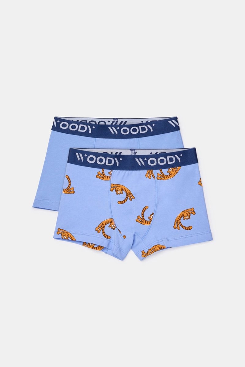 Woody duopack boxershort jongens - blauw - tijger - 261-10-CLD-Z/014 - maat 152