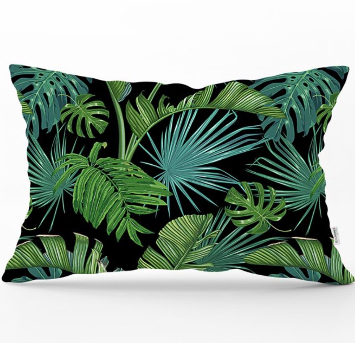 De Groen Home BLOEM Sierkussen Velvet Bedrukt 40x60 - Palmbladeren - Inclusief binnenkussen Groen