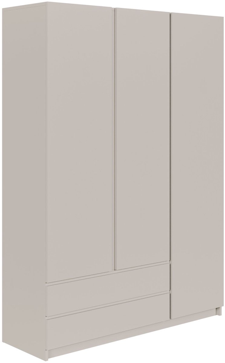 Selsey Bemmi – Kledingkast met 3 deuren en 2 lades, kasjmiergrijs, 150 cm
