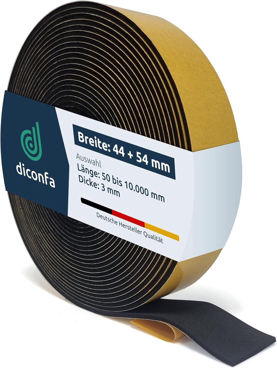 Dakraam afdichting - Tochtstrip - Isoleren - Zelfklevend - 44mm x 1500mm - Zwart