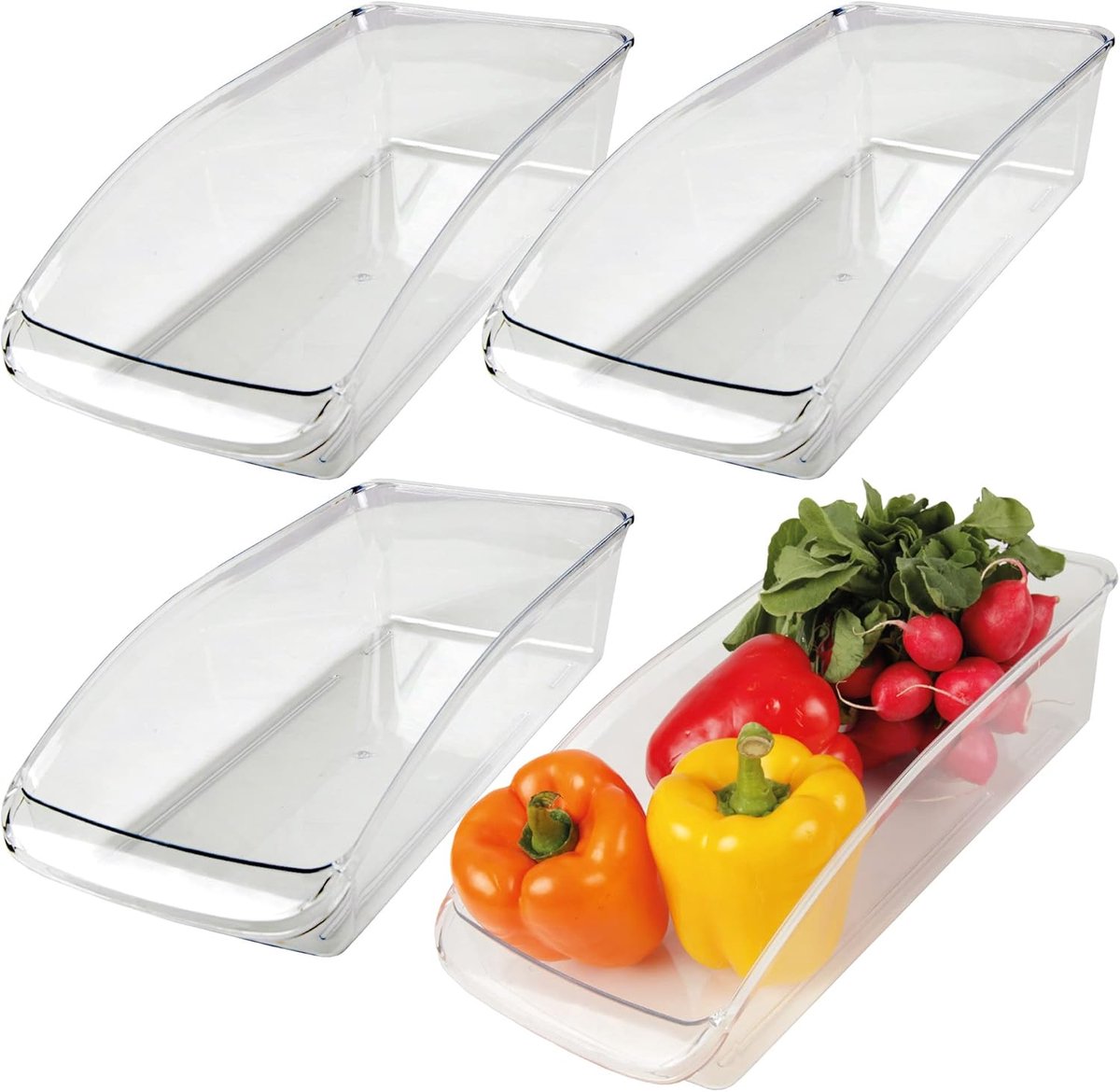 Koelkastboxen Opbergdozen - Keuken Organizer - Voedsel Bewaren - Vaatwasserbestendig Handvat - 33 x 15 x 8 cm - Transparant