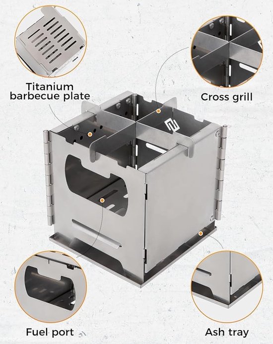 Draagbare Kachel - Houtkachel Outdoor - Kamperen Grillen - Tweede Verbranding - Inklapbaar Compact - Roestvrij Staal — afbeelding 3