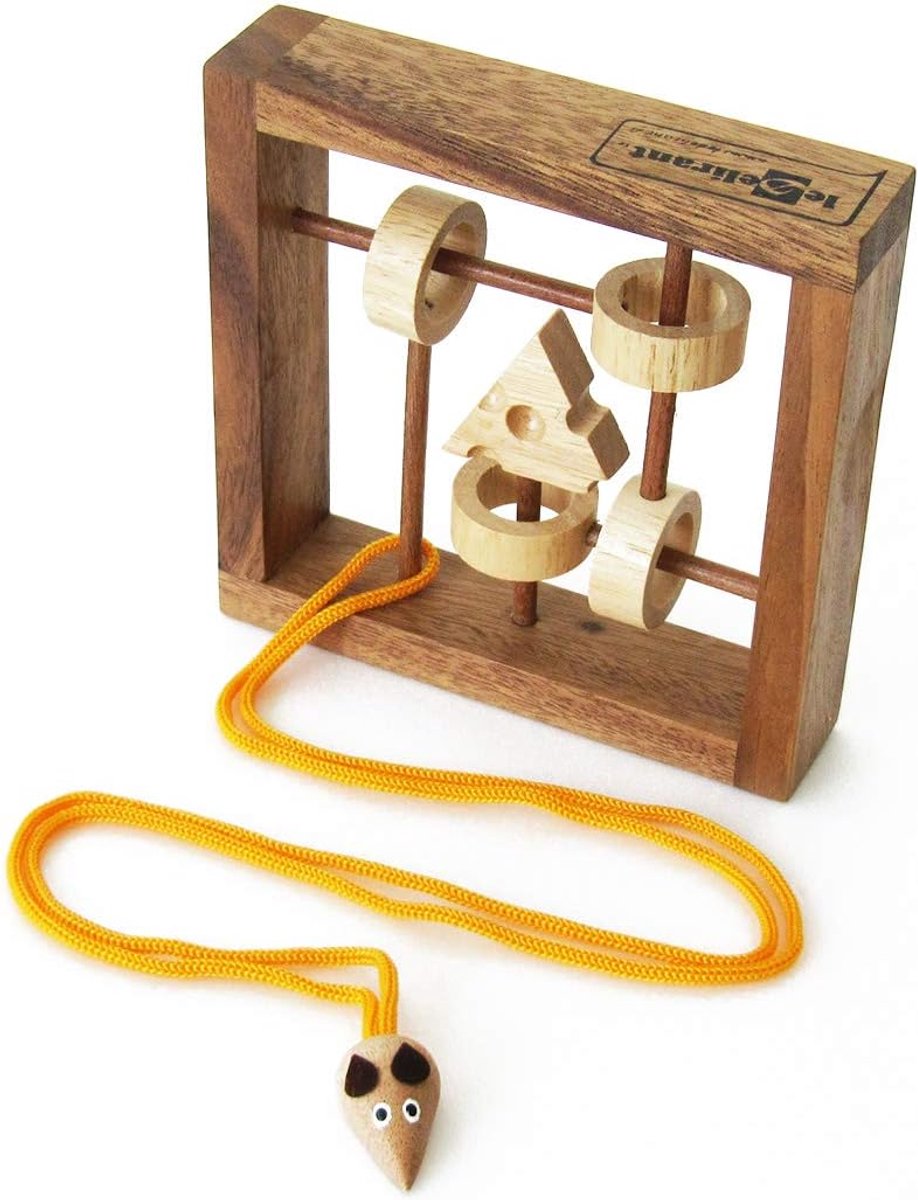 Houten Muizenpuzzel - Kopbreker spel - Hersenkraker - Hoge moeilijkheidsgraad - 13x13x0.1 cm