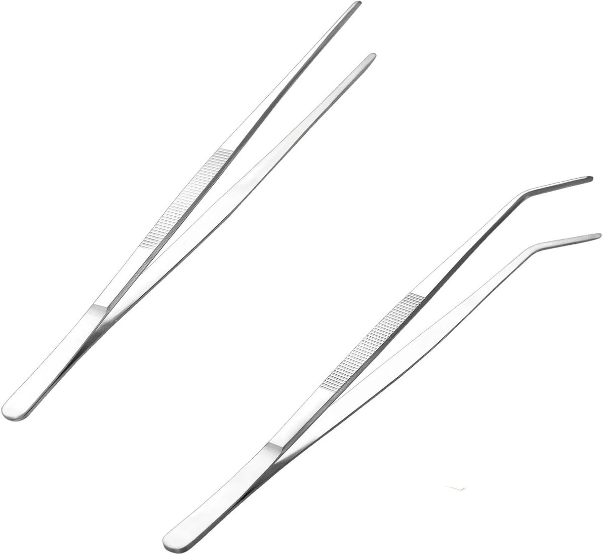 Kooktangen set - Keuken tangen - Grillen serveren koken - Gekartelde punten - 30 cm - Zilver