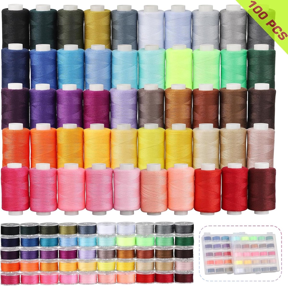 Naaigaren Klossen - Polyester Draad - Hand Naaien - 100 Stuks Kit - 500 Meter