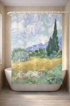 3BMT Rideau de Douche Design - Champ de Blé avec Cyprès Van Gogh - 180 x 200 cm - avec Bagues