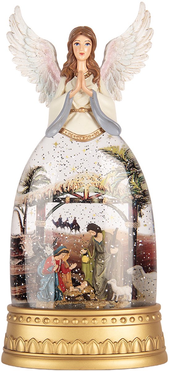 Kerstdecoratie met LED-verlichting en muziek Engel 15x9x32 cm / 3xAA Wit Kunststof