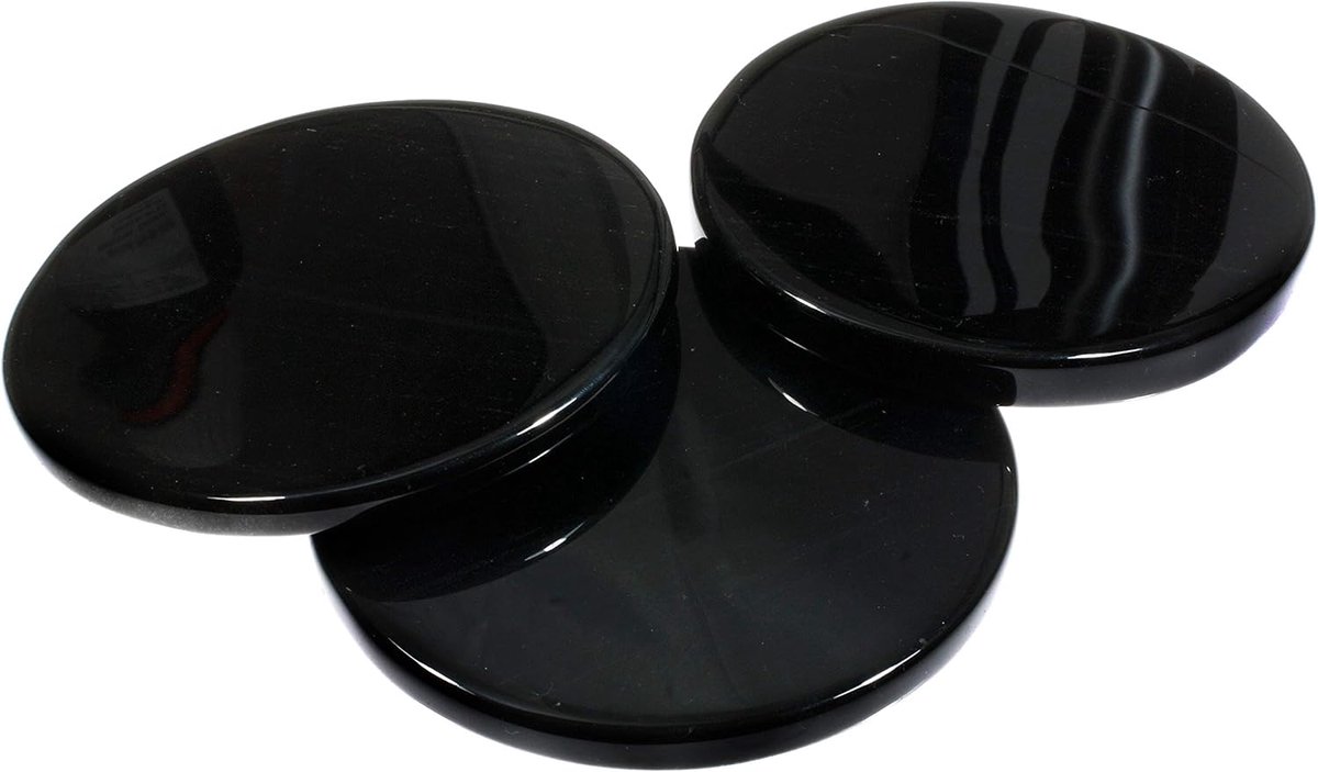 Obsidiaan Spiegel - Waarzegspiegel - Spirituele Decoratie - Natuurlijke Steen - 10x10 cm - Zwart