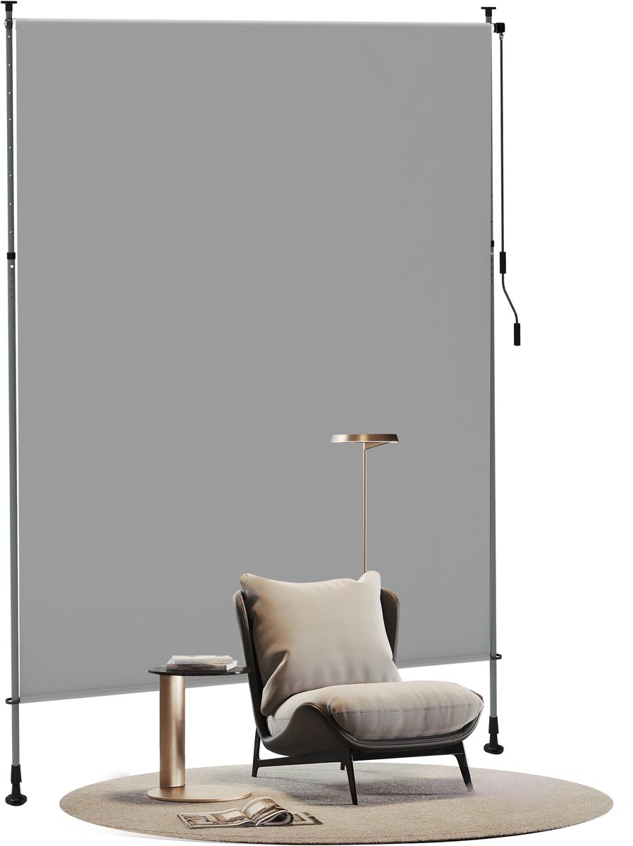 ACXIN Klemmarkies Verticale Zonwering Zonder Boren Zonnescherm Uitschuifbaar Waterdicht Windbestendig Privacy Met Handkruk - 200x310 cm - Lichtgrijs