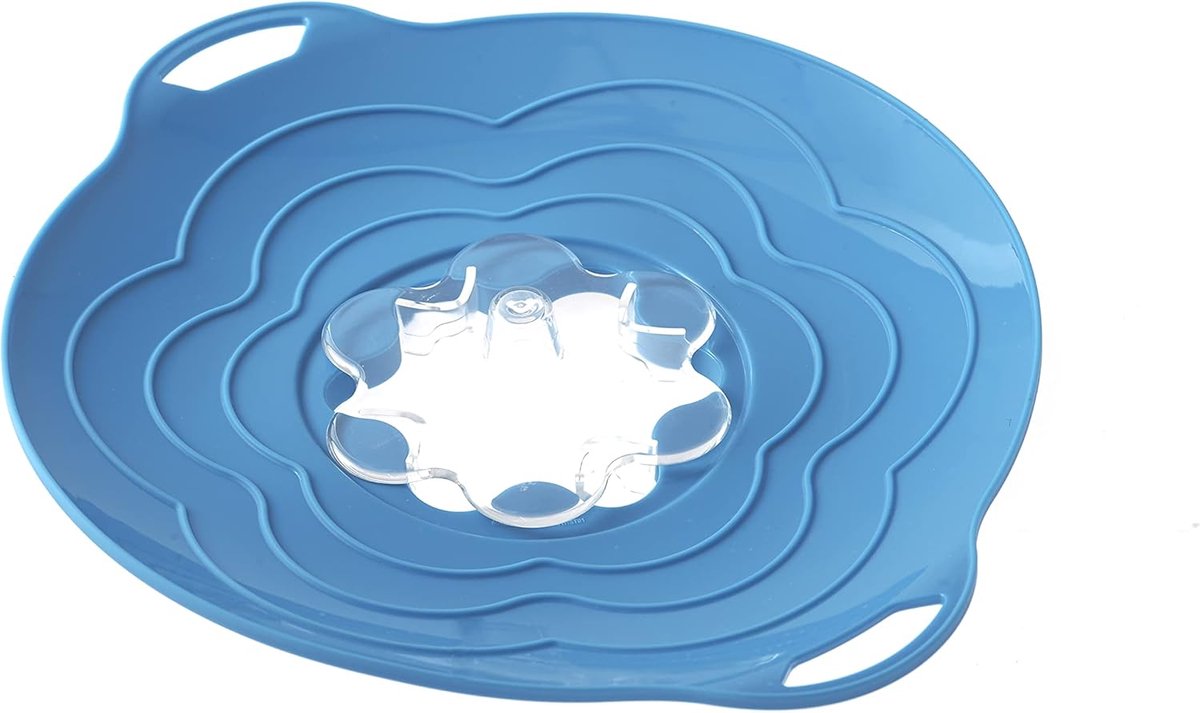 Siliconen Deksel - Pannendeksel Keuken - Stomen Koken - Vapo Twist Afneembaar - Ø220 mm - Blauw